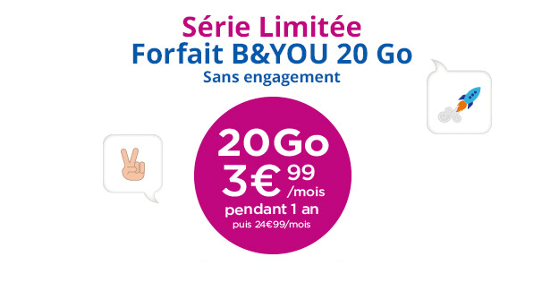 Forfait Illimité 4G 20Go à 3.99€/mois*