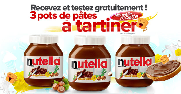 3 Pots de Nutella Gratuit à Gagner
