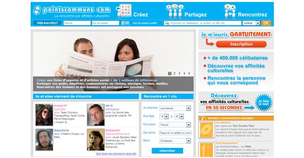 PointsCommuns : Rencontres basées sur les gouts culturels