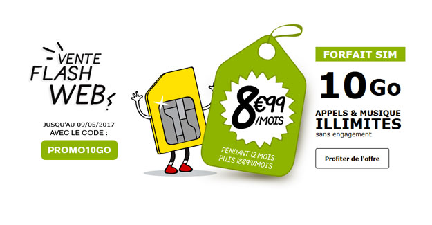 Forfait Tout Illimité 10Go à 8,99€/mois